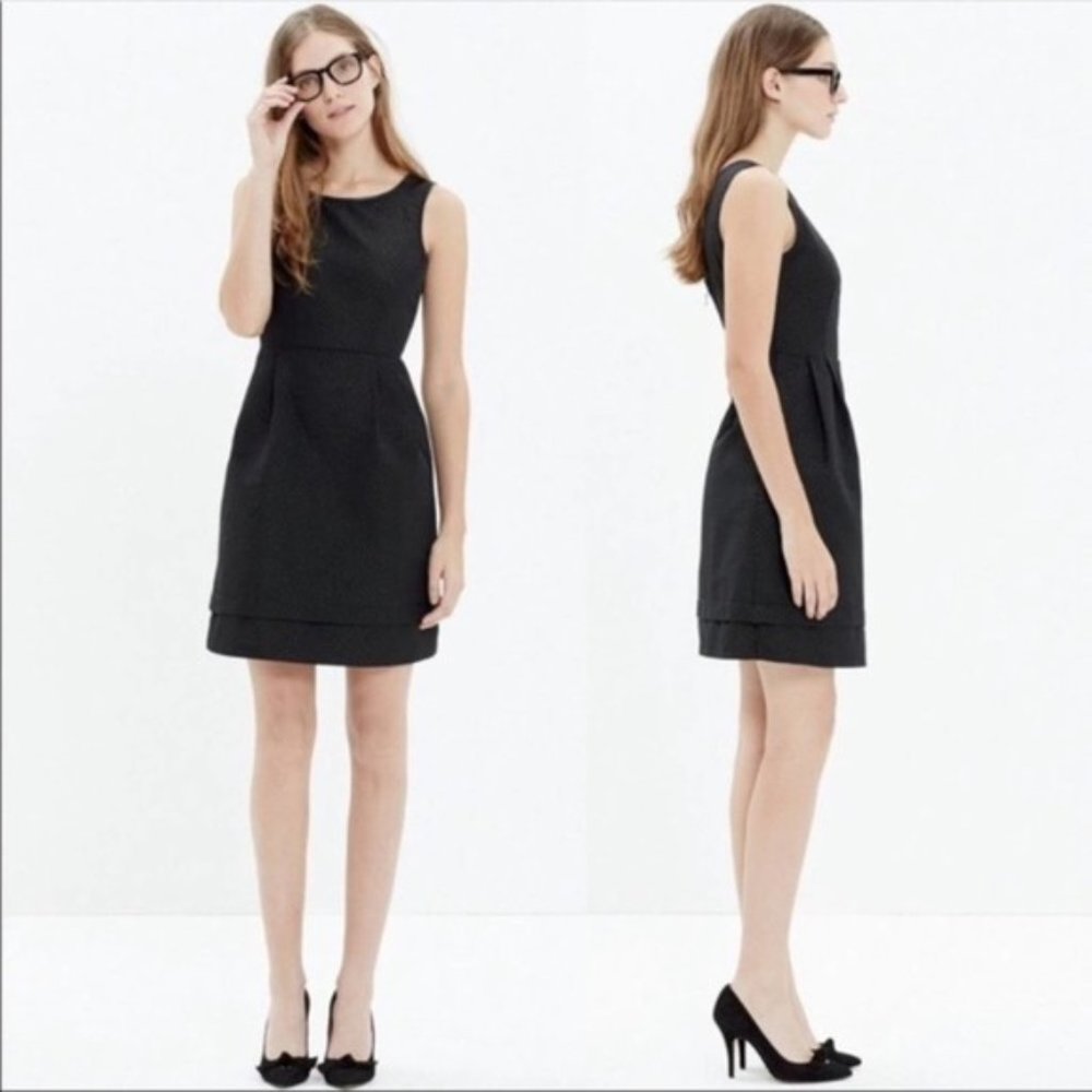 Madewell Lowlight Dotted Black & Gold Dress Size 8